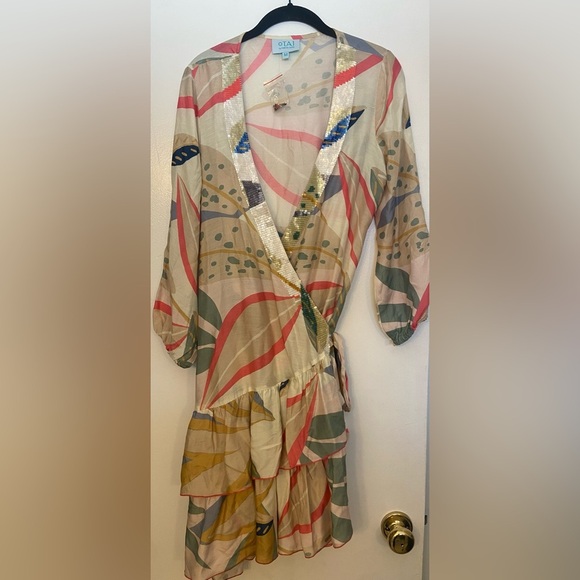 Taj by Sabrina Sequin Wrap Dress Size Medium - Picture 2 of 7